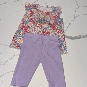 Toddler Girls Floral Tank Top Purple Capri Leggings 2T
